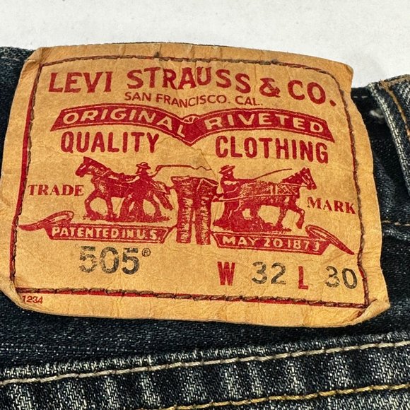 Levi Strauss Men's Size 32x30 Red Tag 505 Straight Fit Denim Blue Jeans Preowned - Picture 5 of 14